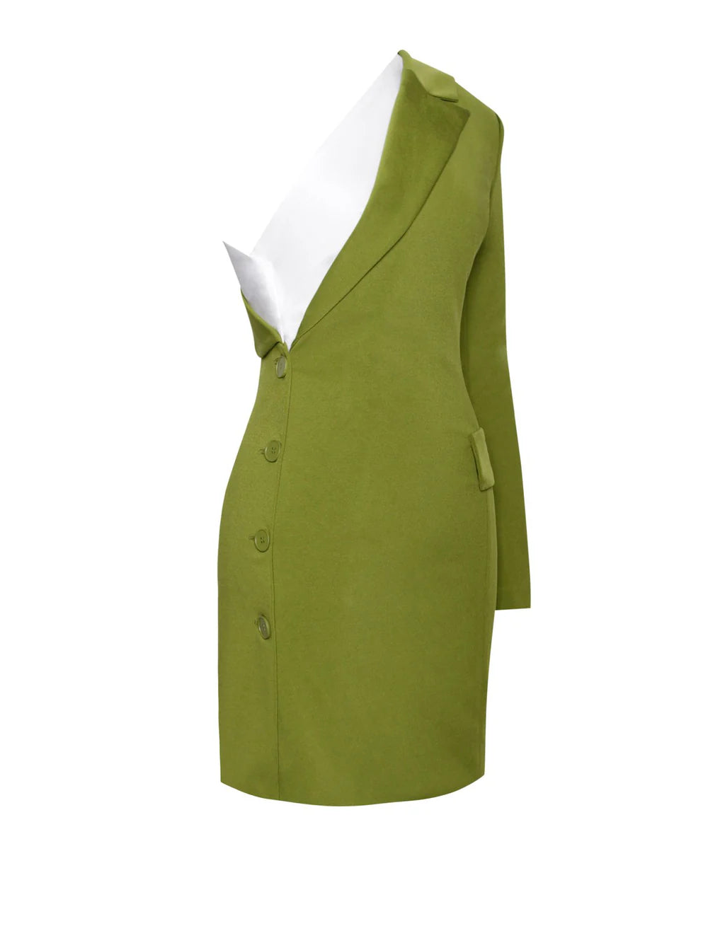 ONE-SLEEVE OLIVE BLAZER MINI DRESS FOR PARTY