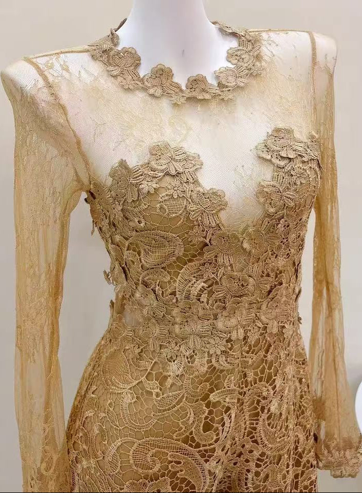 SHEER LACE LONG SLEEVE ROMPER FOR EVENTS
