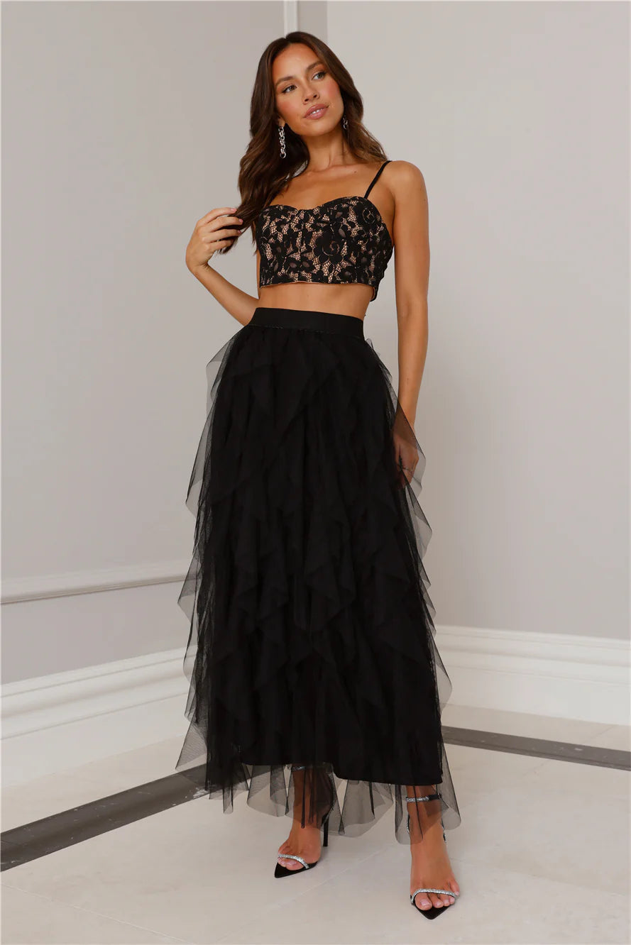 BLACK LACE TULLE SET – ELEGANT PARTY OUTFIT