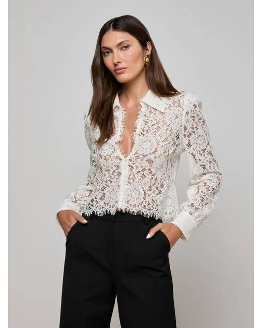 AGENCE ANITA WHITE LACE BLOUSE FOR WEDDING