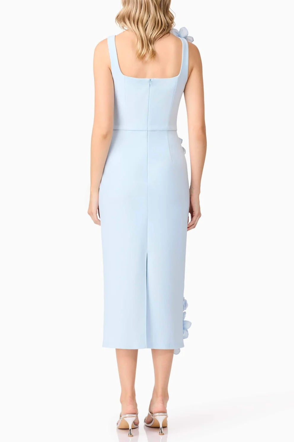 SABRINA 3D FLOWER MIDI DRESS BLUE WEDDING GUEST