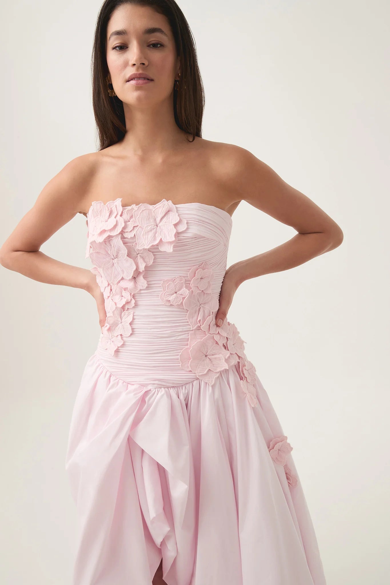 NANCY PASTEL PINK BUBBLE HEM MAXI DRESS