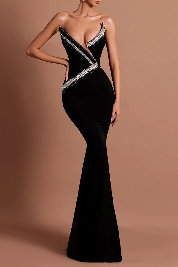 c5ebca61-b833-4b7f-950b-c274d680e635 TIFFANY OFF-SHOULDER RHINESTONE MAXI BLACK PARTY DRESS