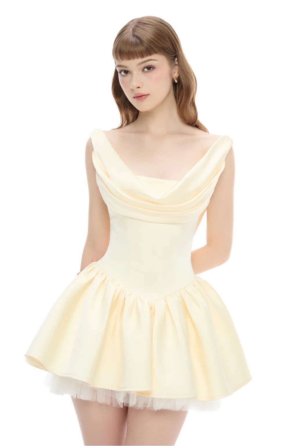 BERNICE BACKLESS PUFFY MINI DRESS CHAMPAGNE PARTY