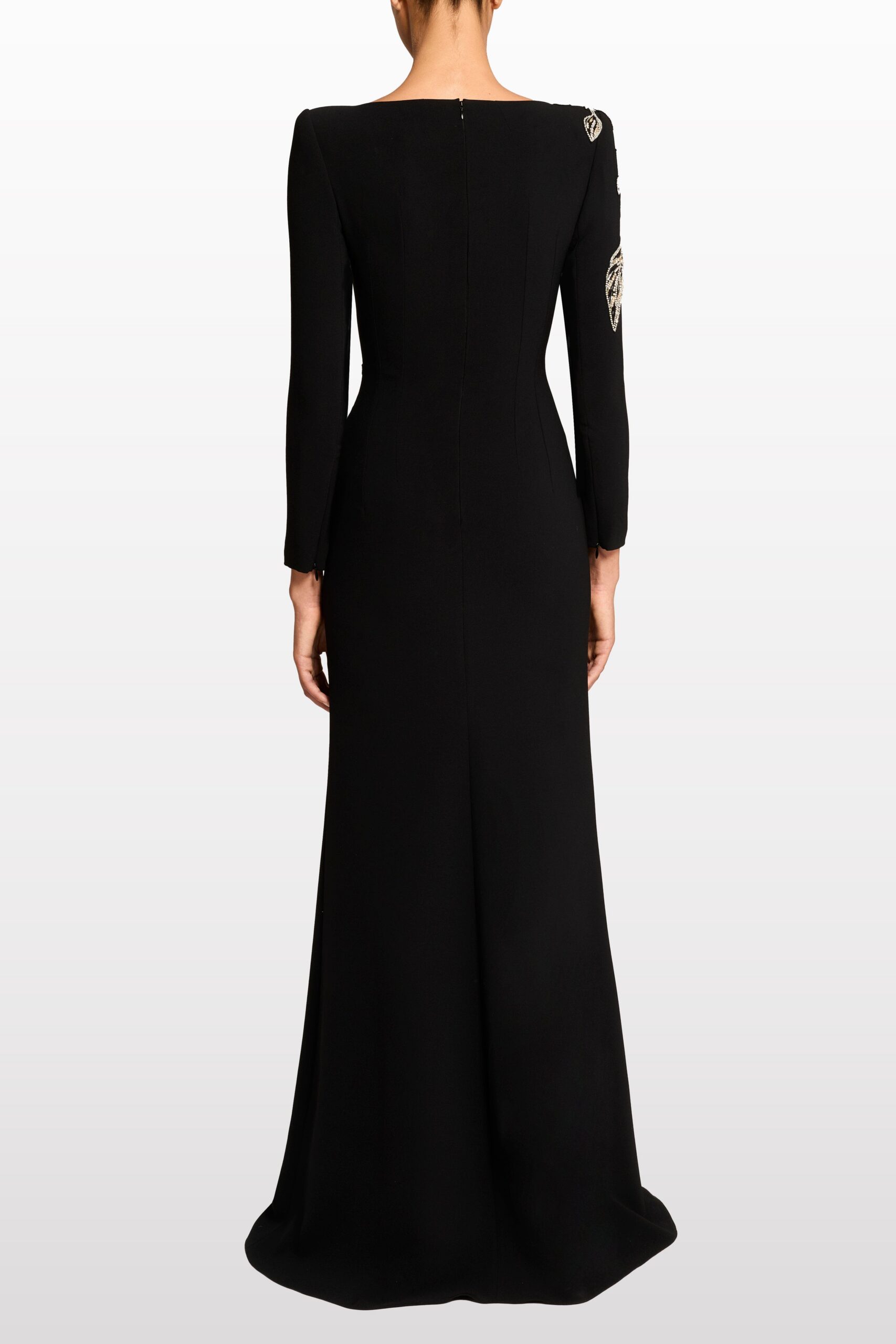RHINESTONE ORCHID MAXI DRESS, BLACK, FORMAL