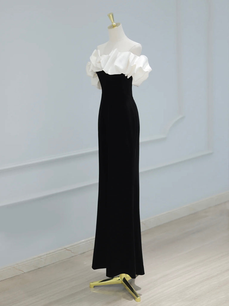 BLACK MAXI DRESS, ELEGANT A-LINE FOR WEDDING GUEST