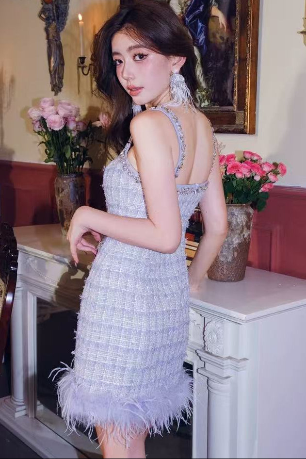 RHINESTONE TWEED SUIT DRESS, PARTY COCKTAIL