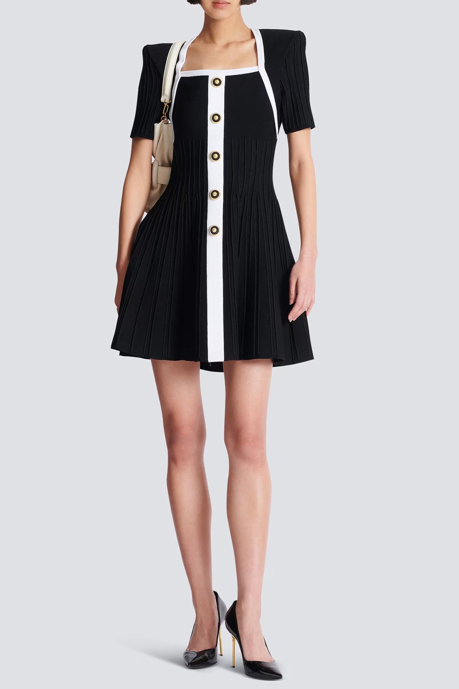 c85b8349-eed2-4659-8538-cfb05f4137ce TWO-TONE A-LINE KNIT DRESS FOR WORK