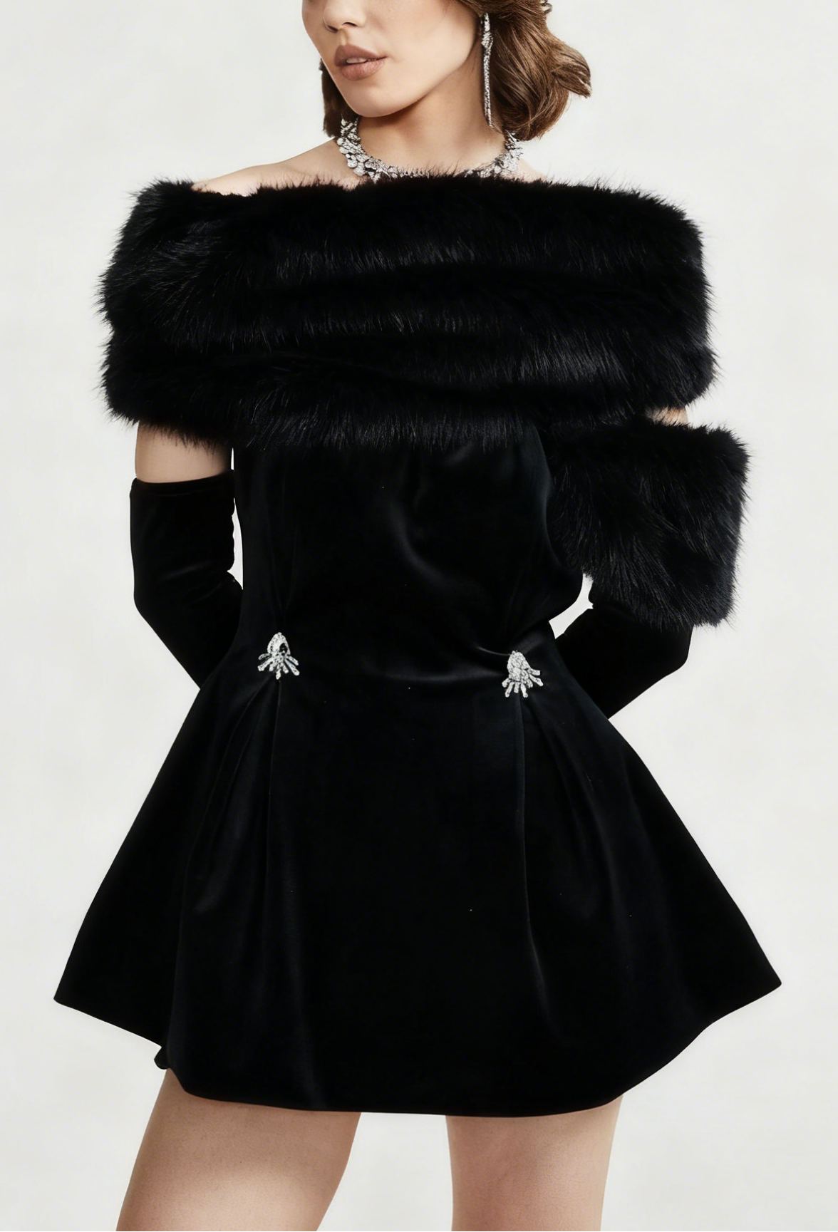 c8ae73ef8180bb6e305aab21efbac7e9 WIVIKA VELVET FUR DRESS FOR PARTY