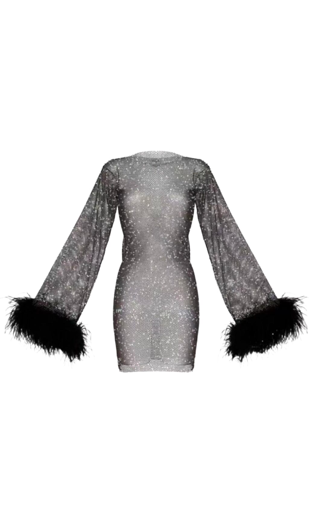 FEATHER MESH MINI DRESS, PARTY COCKTAIL SILHOUETTE
