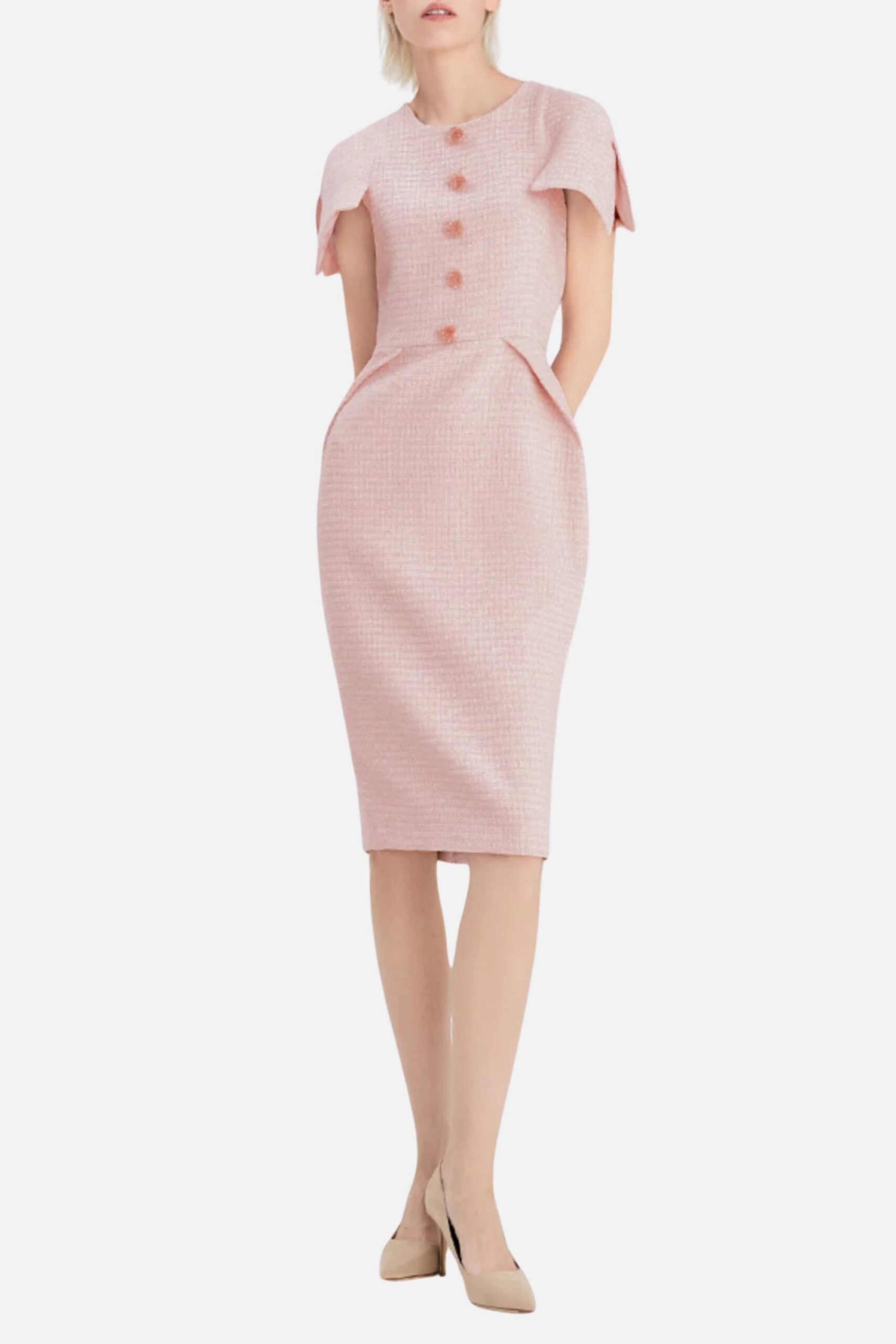 PINK TWEED BODYCON MIDI DRESS FOR PARTY