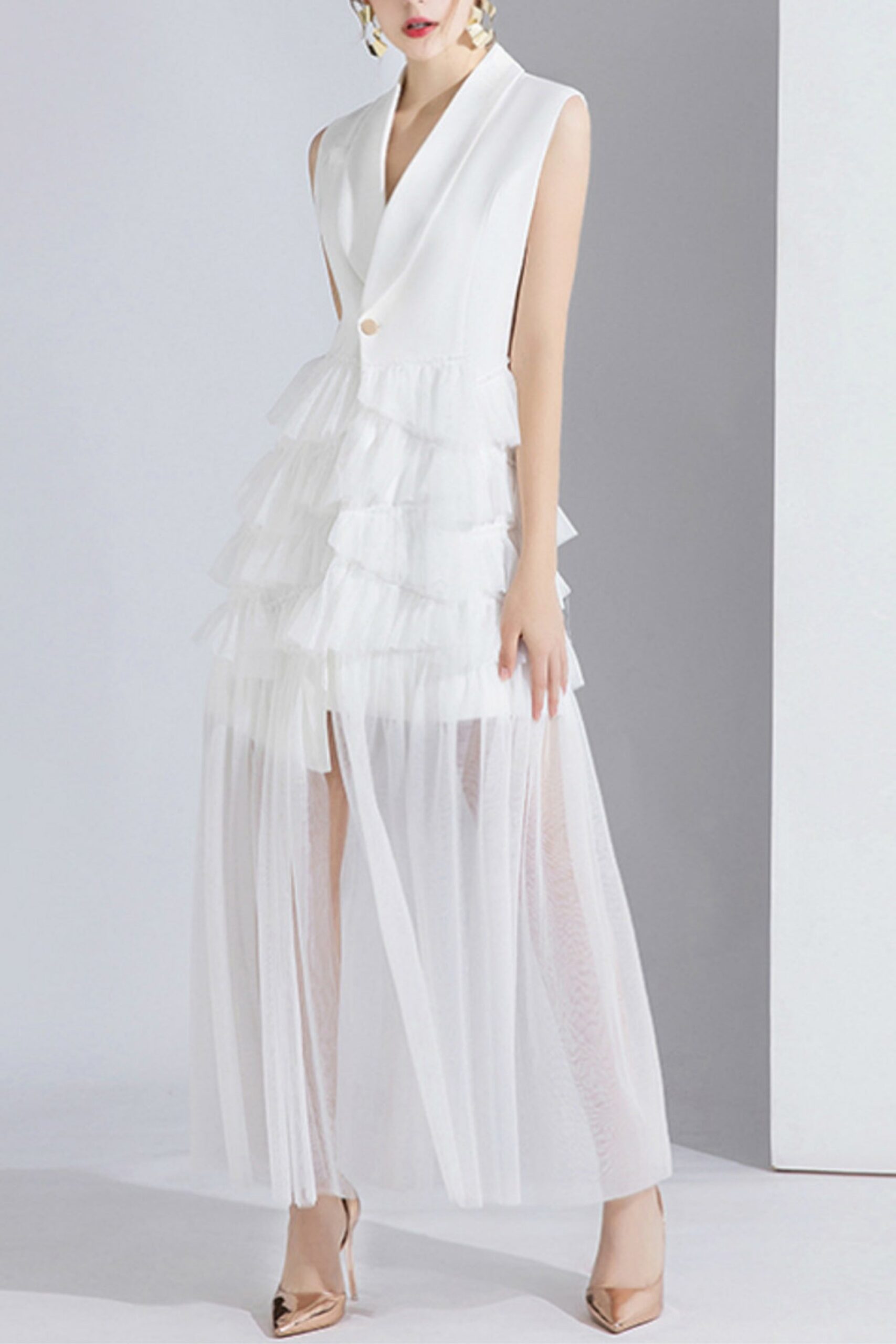 LONG SLEEVE MESH MIDI DRESS FOR PARTY