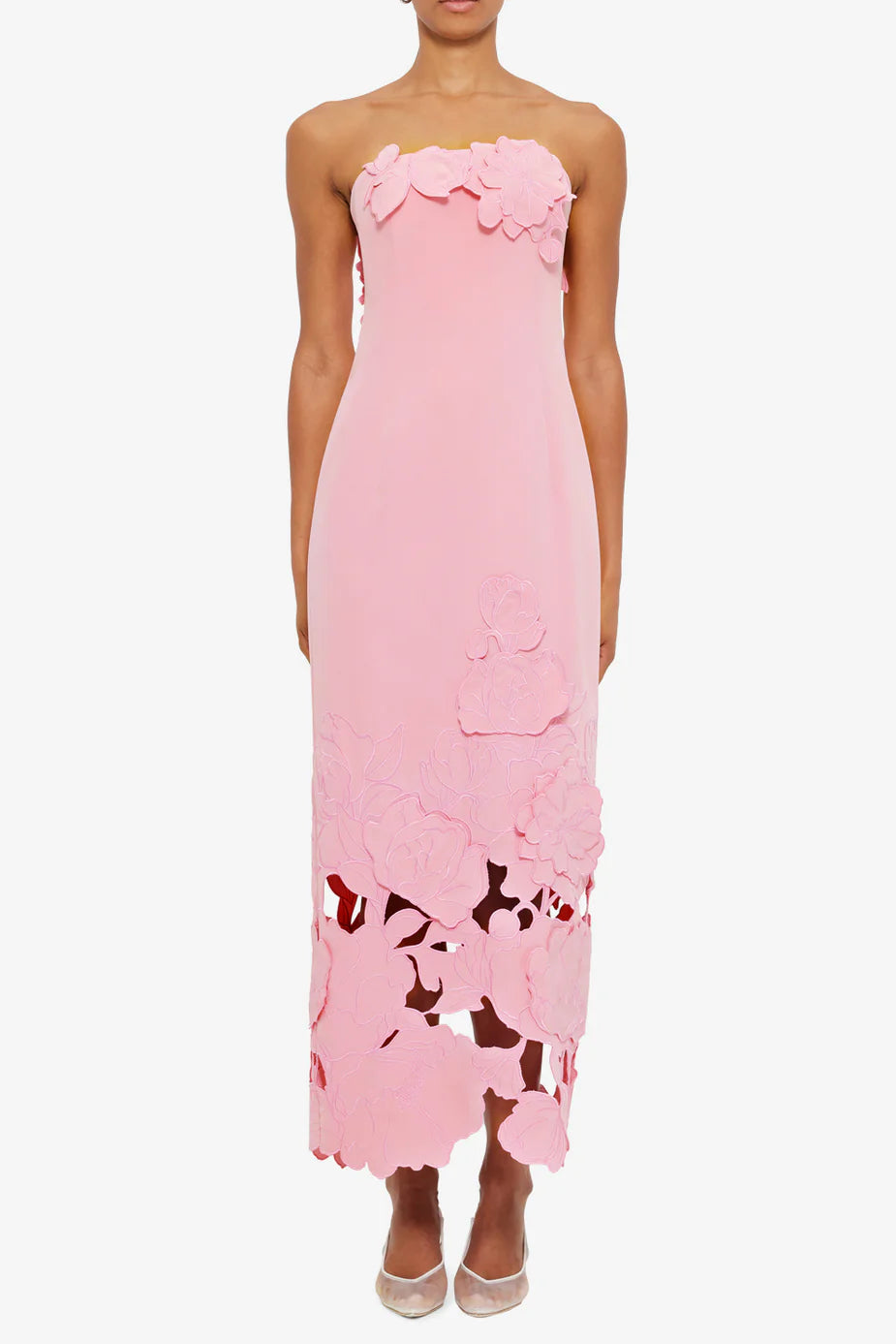 LOUISE APPLIQUÉ BUSTIER MAXI DRESS PINK