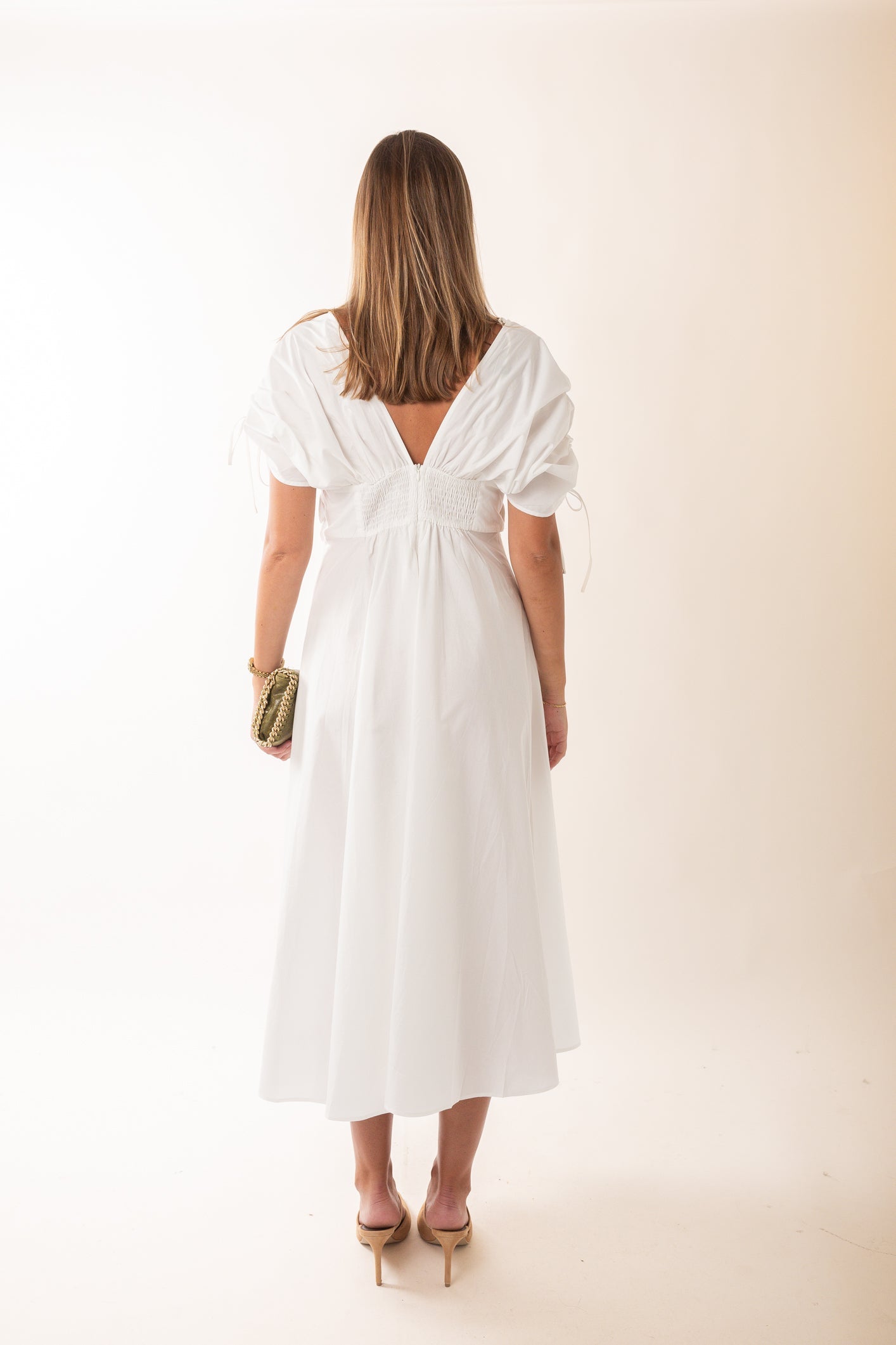 BEYER WHITE MIDI DRESS FOR WEDDING GUEST