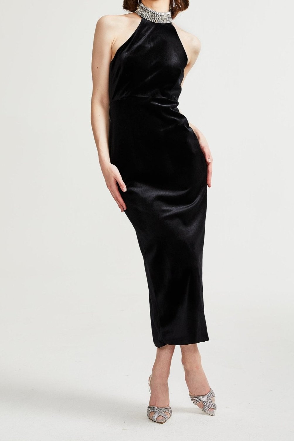 caisa-embellished-turtle-neck-black-dress-176889 EMBELLISHED TURTLE-NECK BLACK DRESS