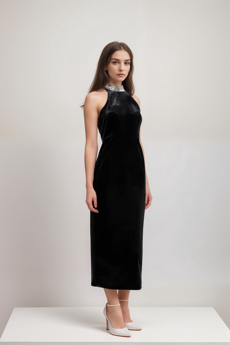 caisa-embellished-turtle-neck-black-dress-946737-vmake EMBELLISHED TURTLE-NECK BLACK DRESS