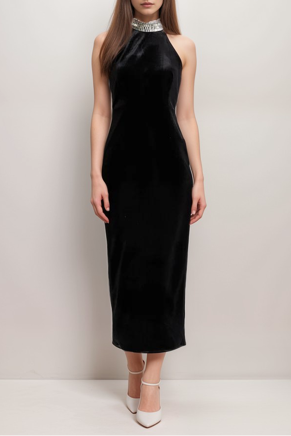 caisa-embellished-turtle-neck-black-dress-988052-vmake_1 EMBELLISHED TURTLE-NECK BLACK DRESS