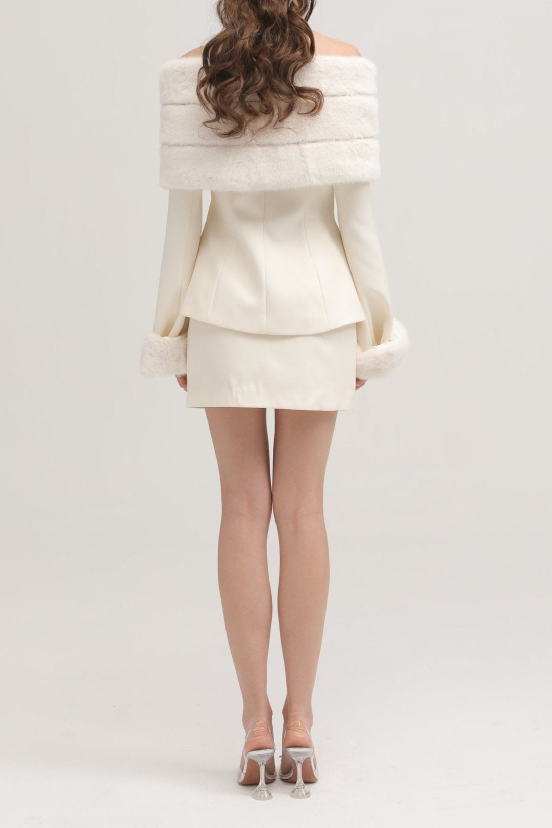 FAUX FUR MATCHING JACKET & SKIRT SET