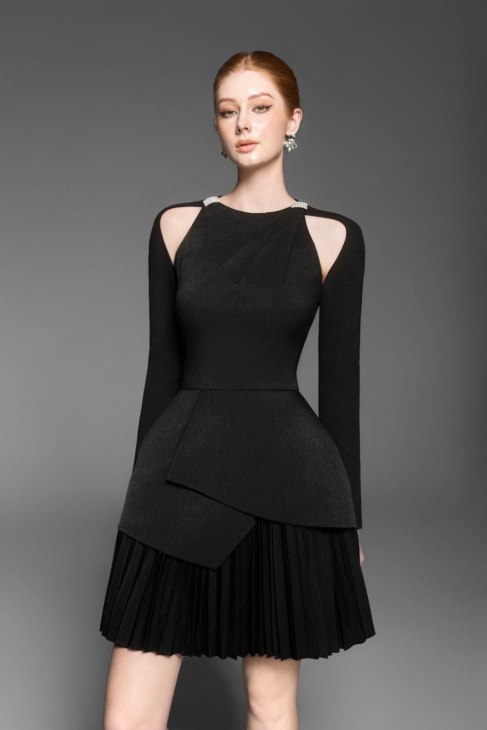 CALLIE VELVET BACKLESS A-LINE MINI DRESS