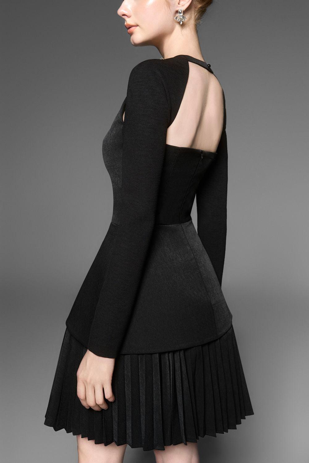 CALLIE VELVET BACKLESS A-LINE MINI DRESS