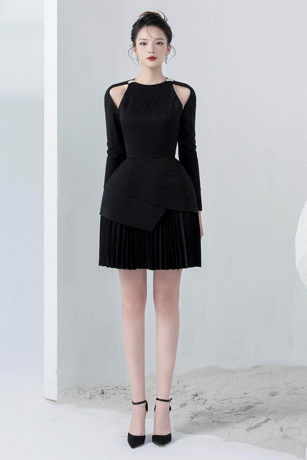 CALLIE VELVET BACKLESS A-LINE MINI DRESS