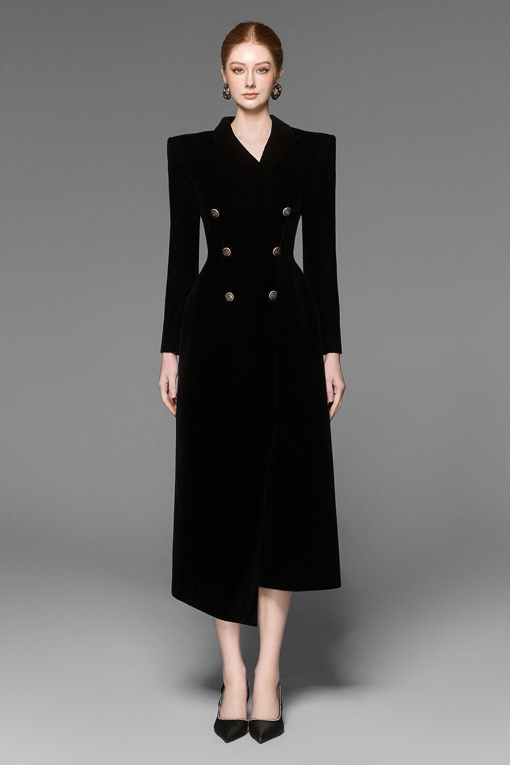 CALORIA ASYMMETRIC VELVET MIDI DRESS FOR EVENTS