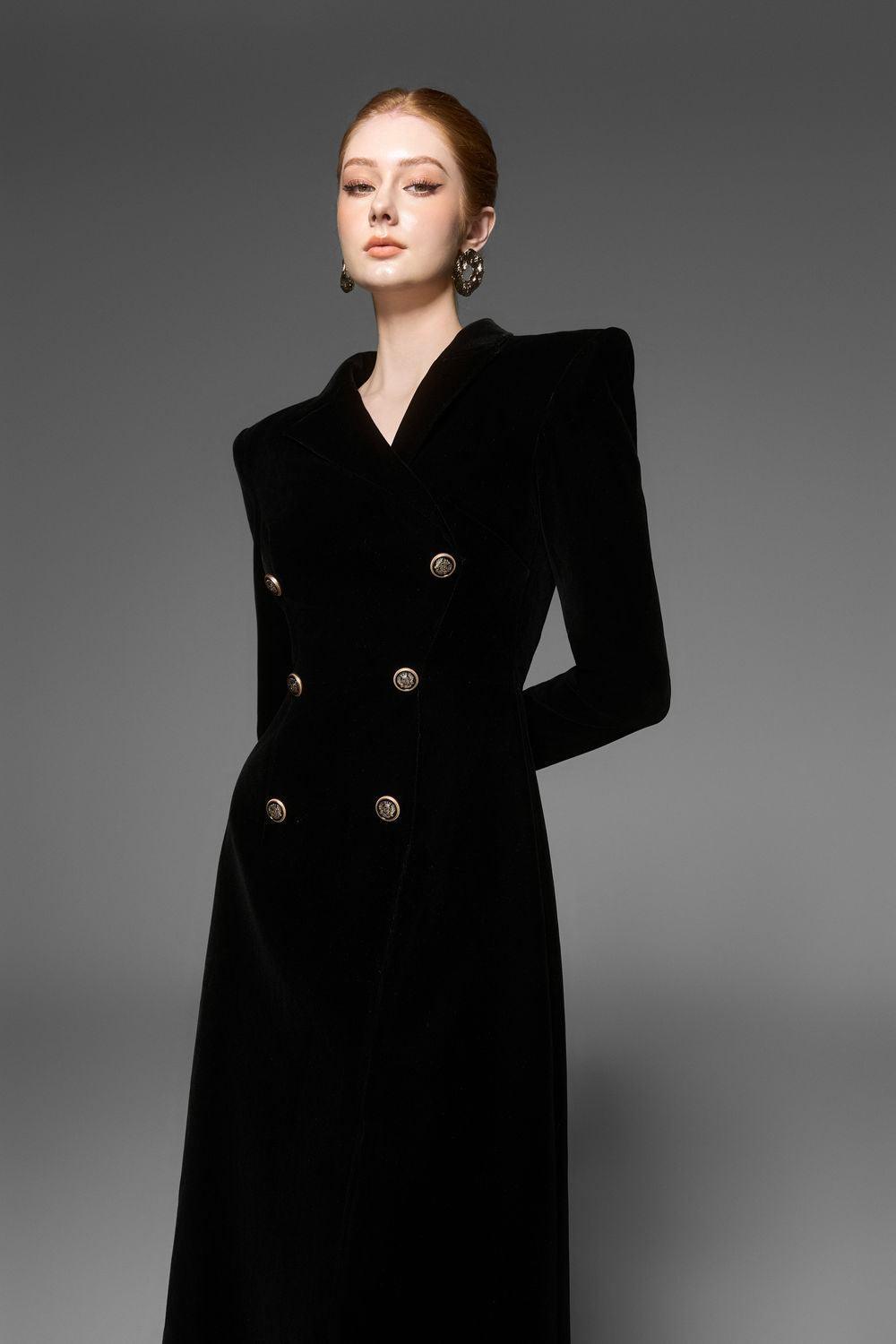 CALORIA ASYMMETRIC VELVET MIDI DRESS FOR EVENTS
