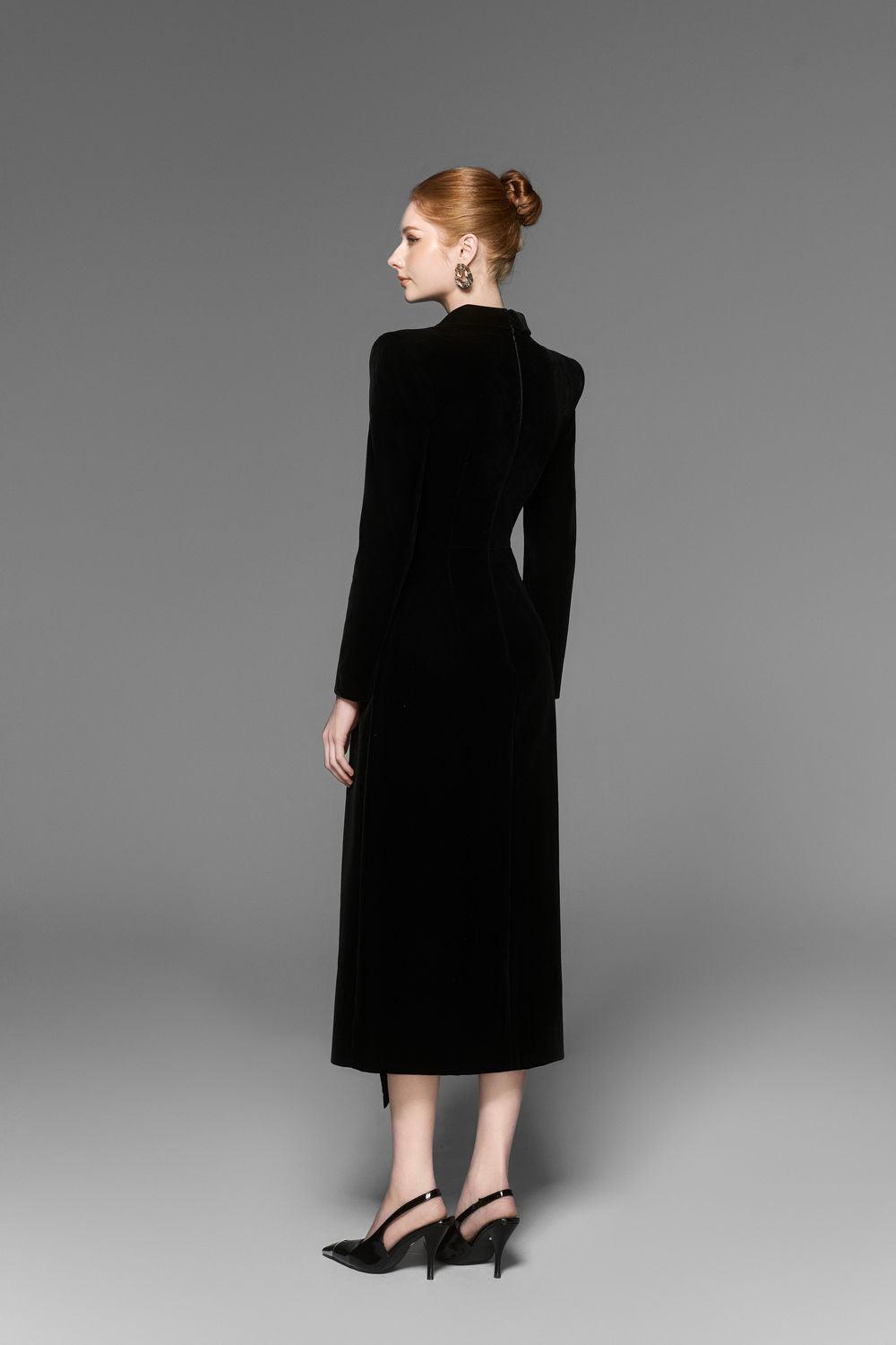 CALORIA ASYMMETRIC VELVET MIDI DRESS FOR EVENTS