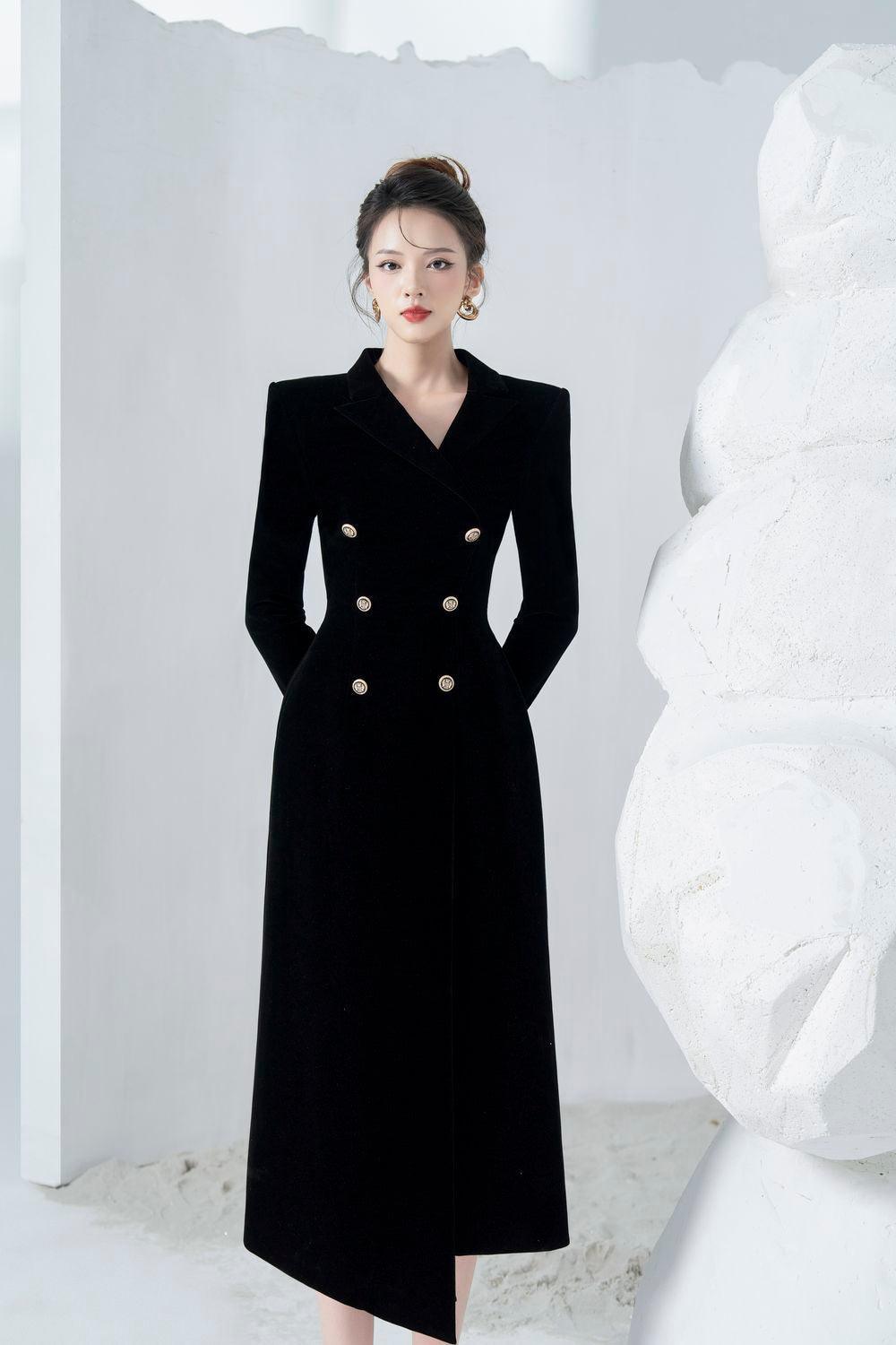 CALORIA ASYMMETRIC VELVET MIDI DRESS FOR EVENTS