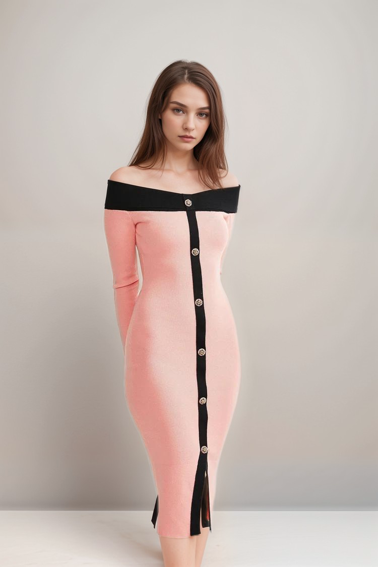CARINE PINK MIDI DRESS FOR WEDDING GUEST