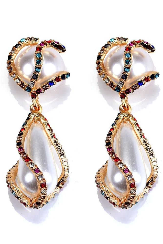 carved-winding-diamante-pearl-drop-earrings-sa0020610533-white-sunfere-125633 CARVED WINDING PEARL DROP EARRINGS FOR WEDDING