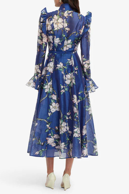 FLORAL BUTTERFLY SLEEVE MAXI DRESS, MIDNIGHT BLUE