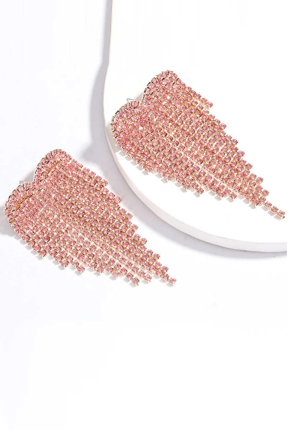 GLAM PINK CRYSTAL DROP EARRINGS FOR PARTY