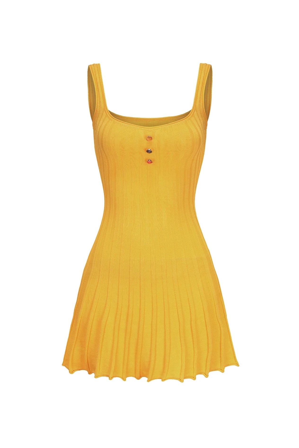 DORIS YELLOW KNIT SUSPENDER MINI DRESS FOR GOLF