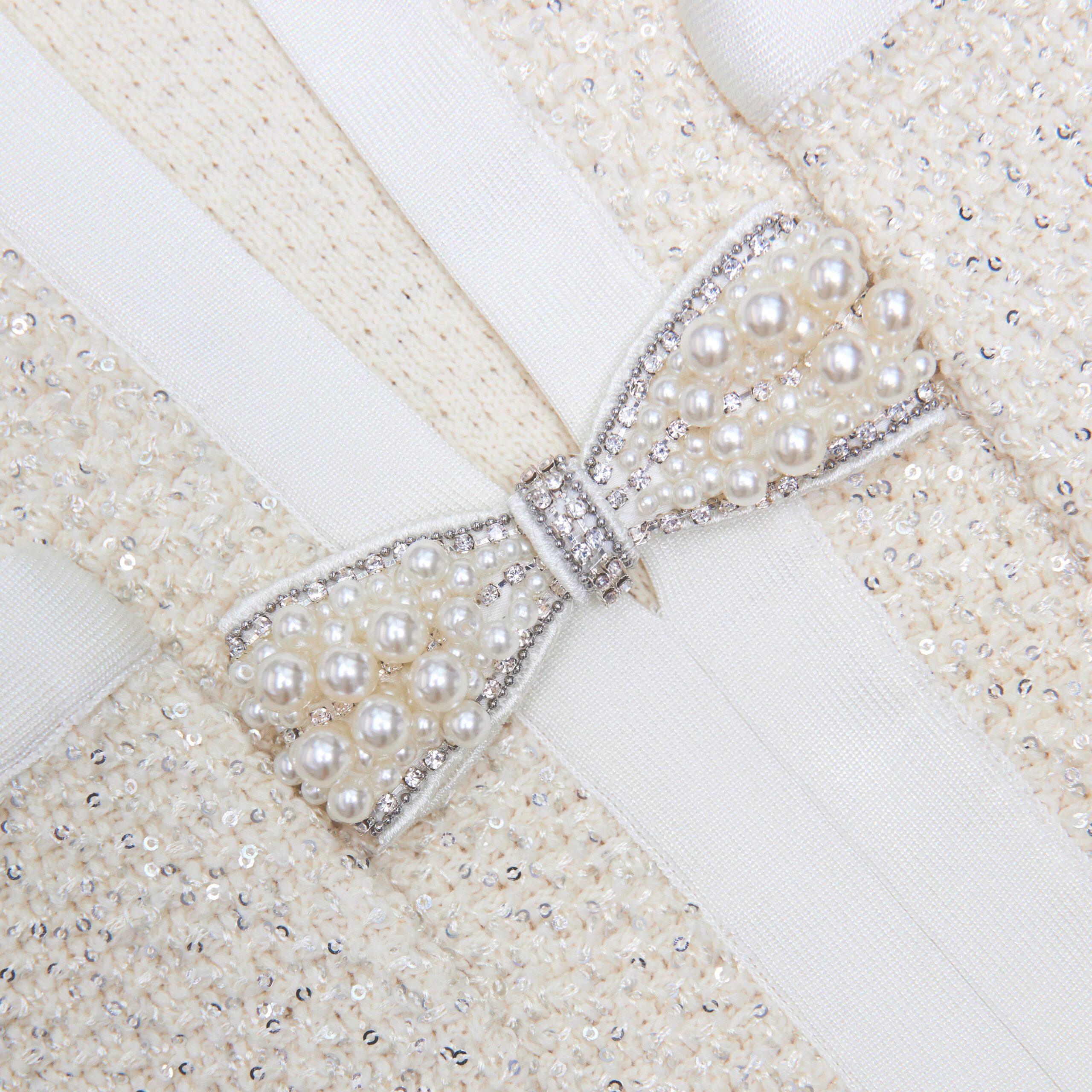 VICKY CREAM SEQUIN KNIT TOP FOR PARTY