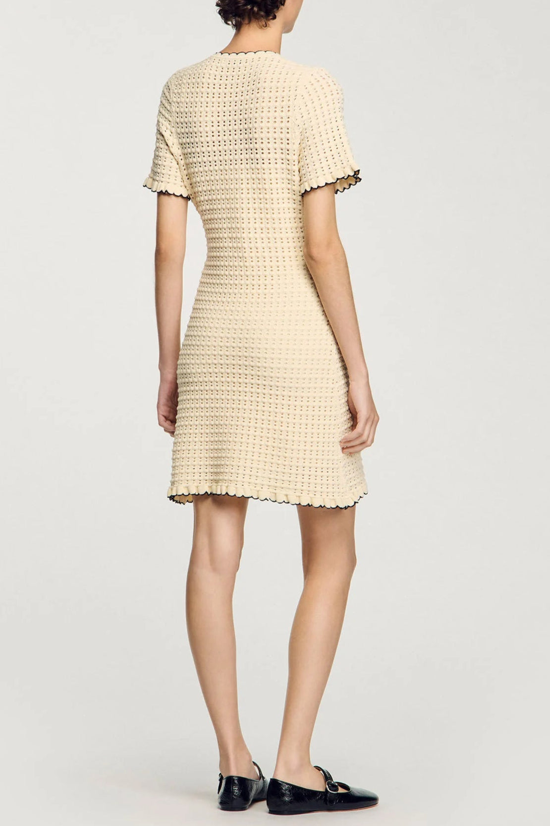 SIMONA HOLLOW KNIT MINI DRESS, APRICOT