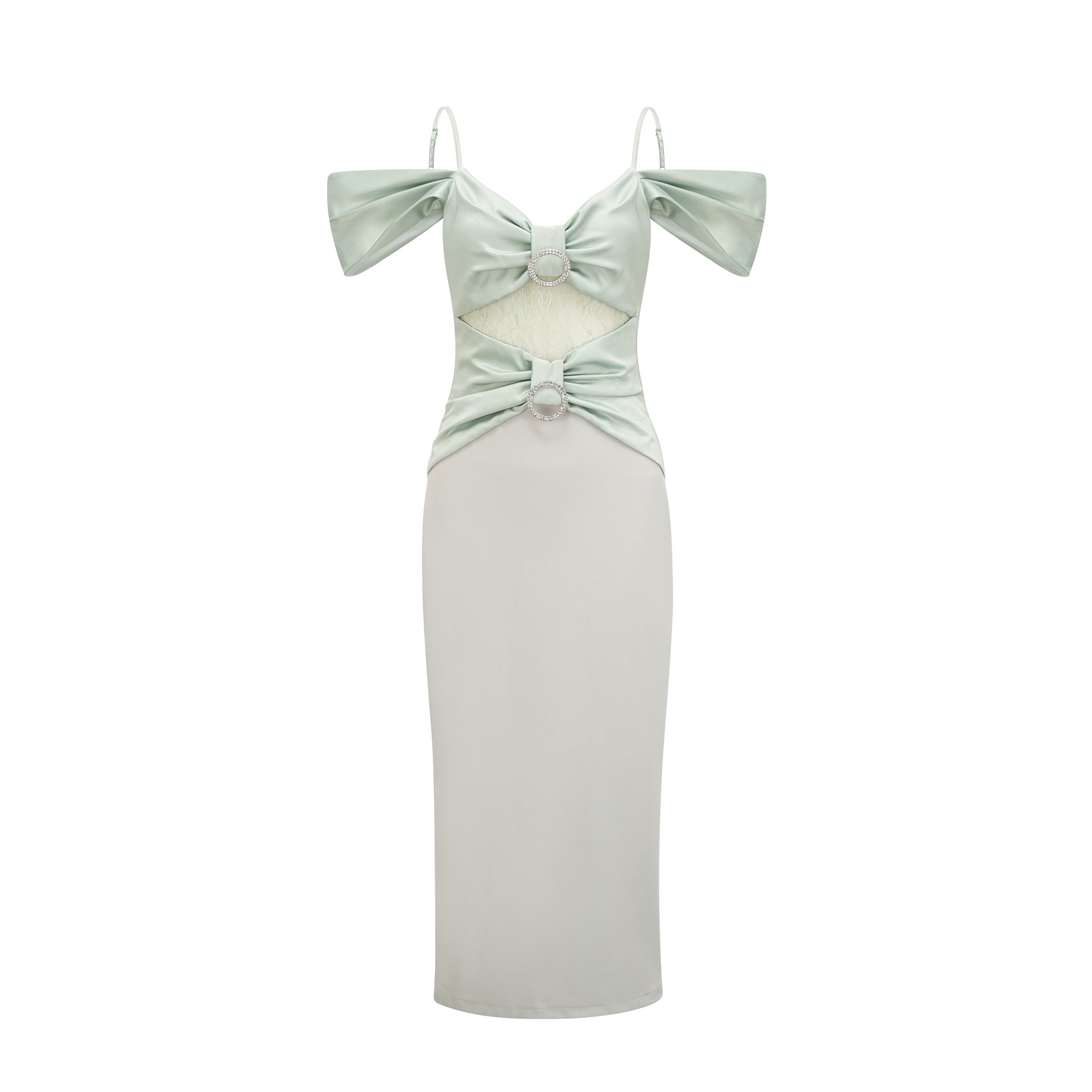 CHARLINE GREEN MIDI DRESS FOR WEDDING GUEST