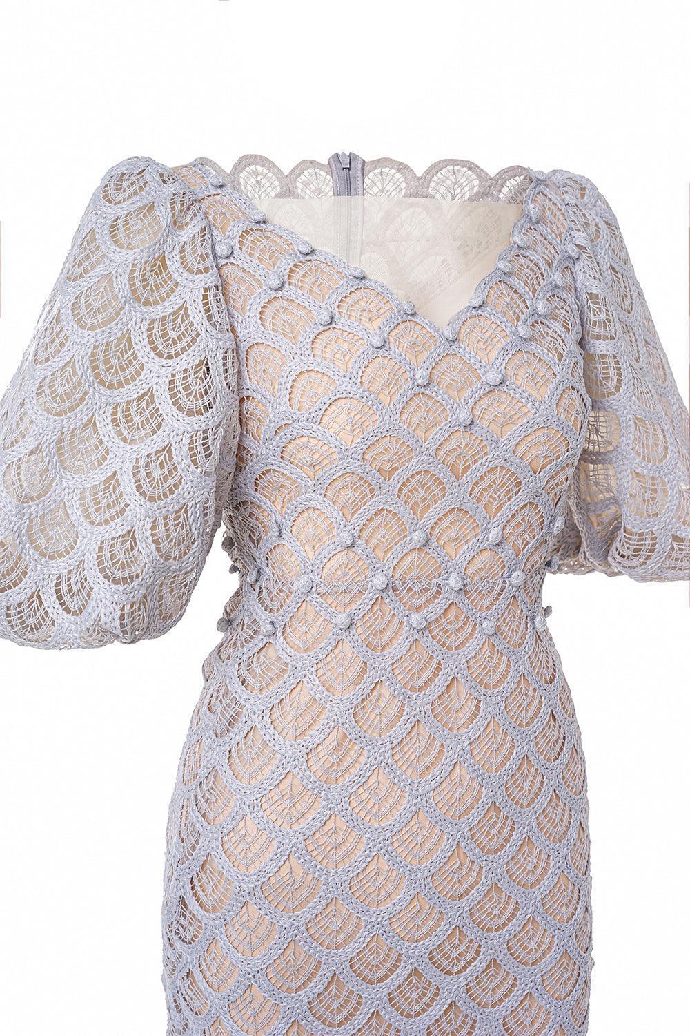 CIARA LACE TRUMPET MIDI DRESS, BISHOP SLEEVES, EVENT