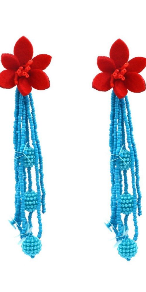 Contrast Color Floral Beaded Earrings Contrast Color Floral Beaded Earrings
