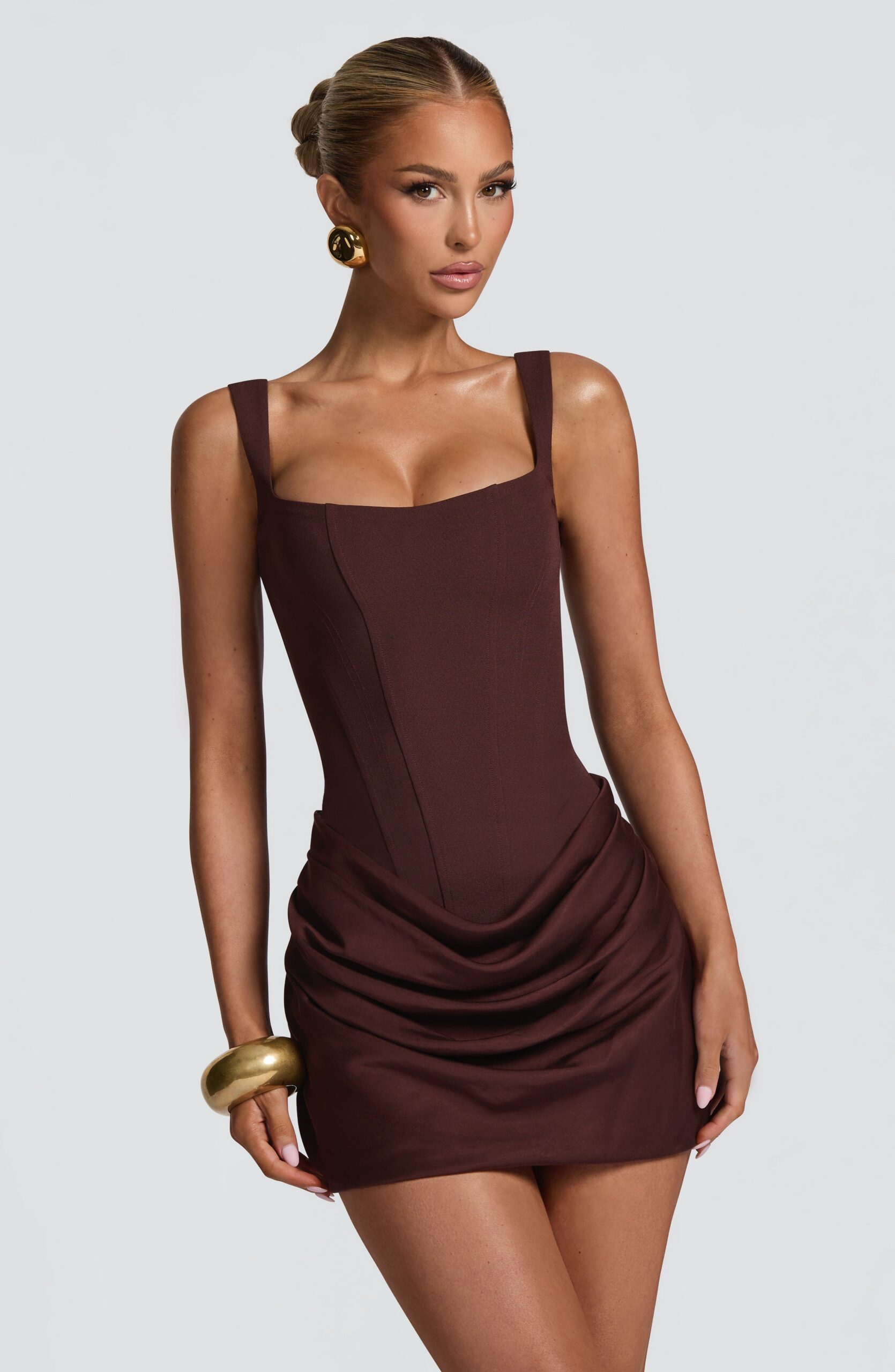 CORNELIA MINI DRESS PLUM BROWN FALL WEDDING