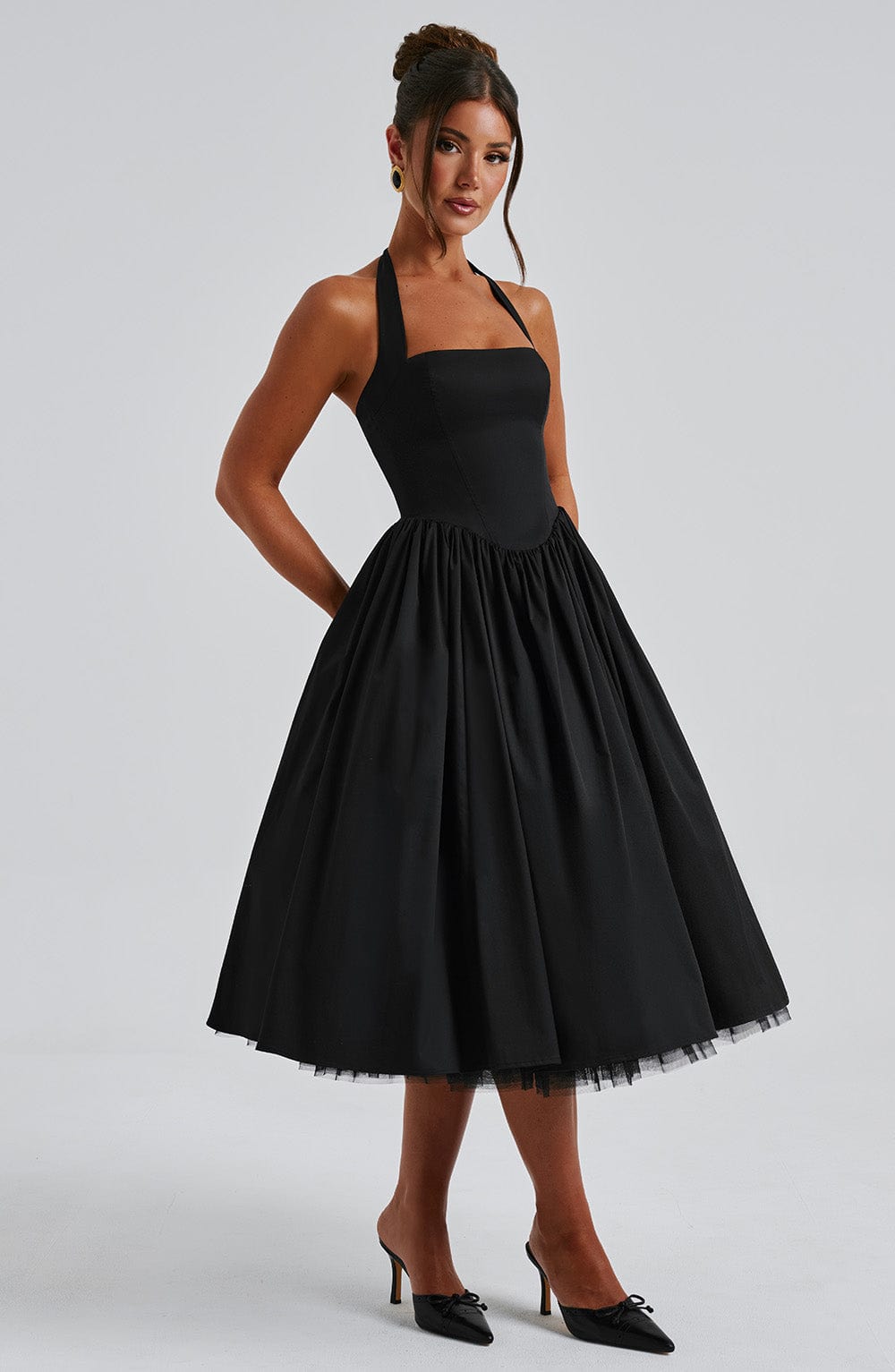 CRESSIDA BLACK MIDI DRESS - ELEGANT OCCASION