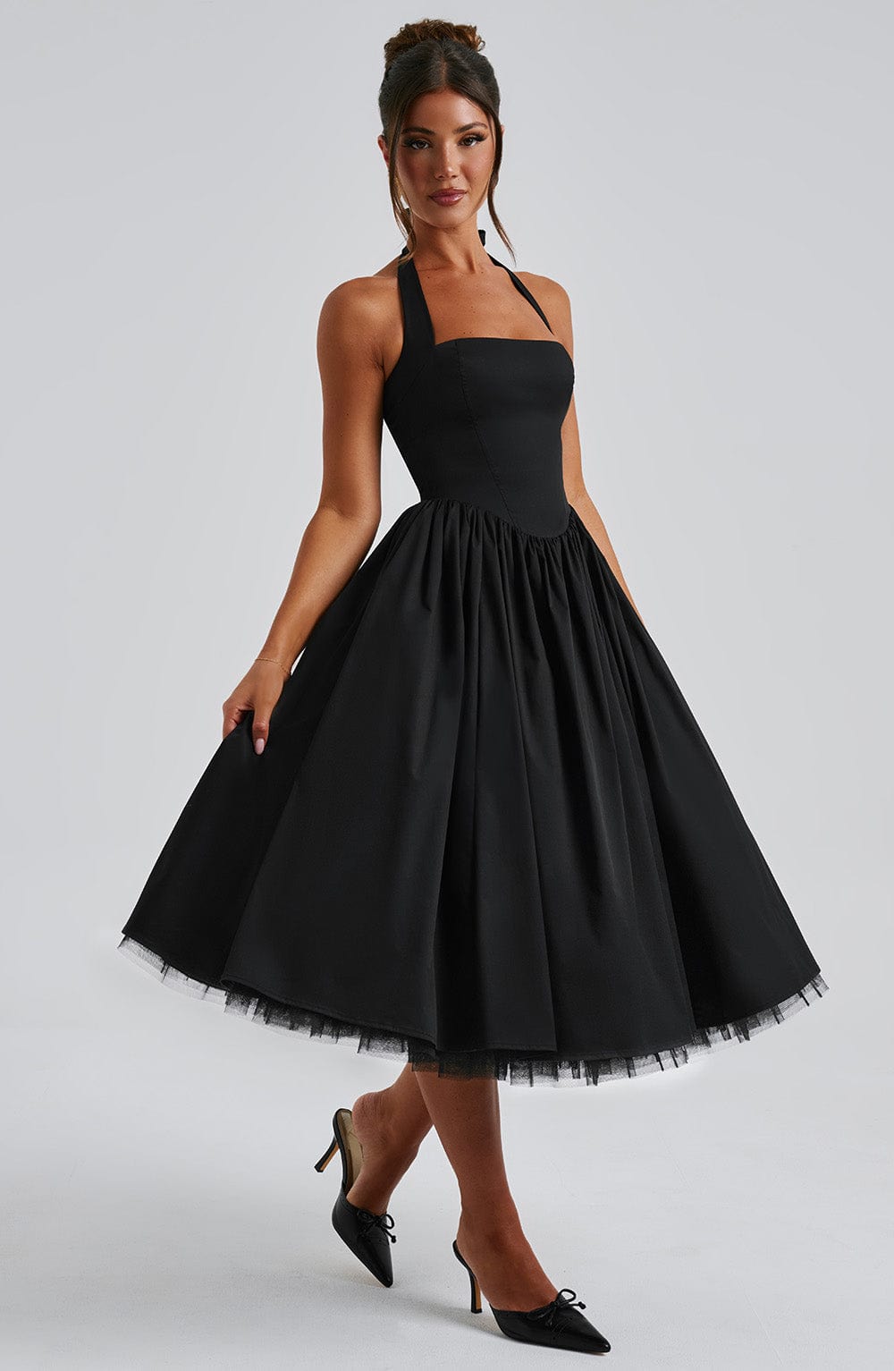 CRESSIDA BLACK MIDI DRESS - ELEGANT OCCASION