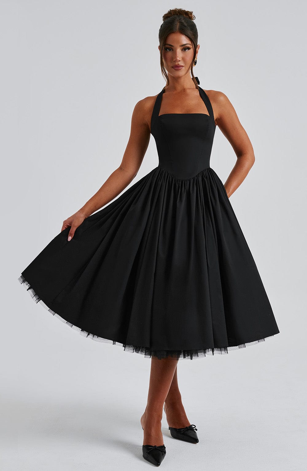 CRESSIDA BLACK MIDI DRESS - ELEGANT OCCASION