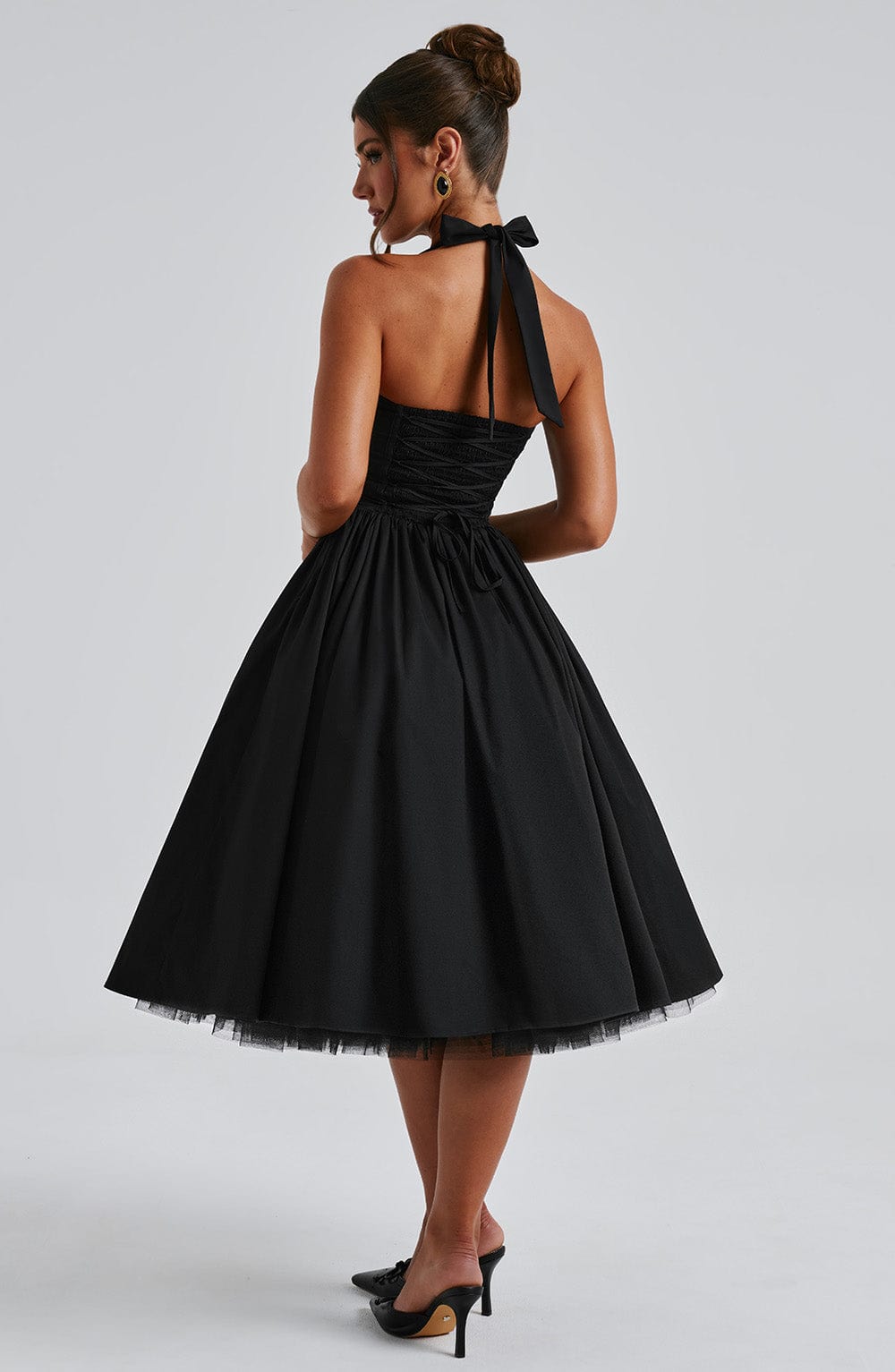 CRESSIDA BLACK MIDI DRESS - ELEGANT OCCASION