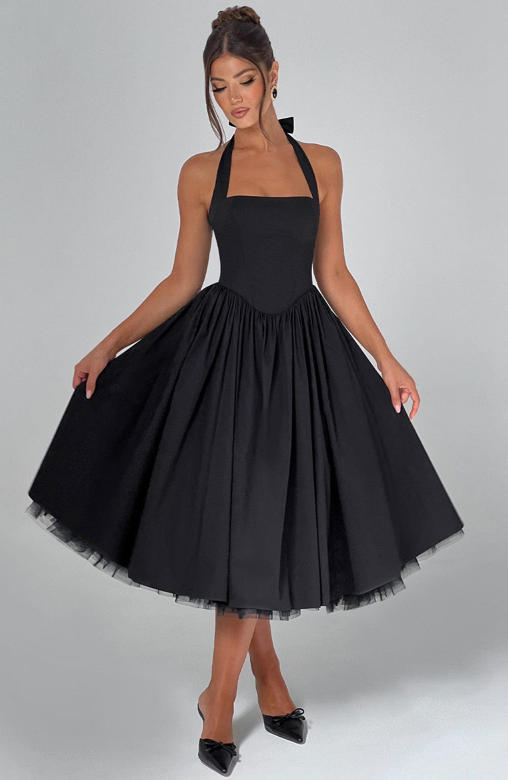 CRESSIDA BLACK MIDI DRESS - ELEGANT OCCASION