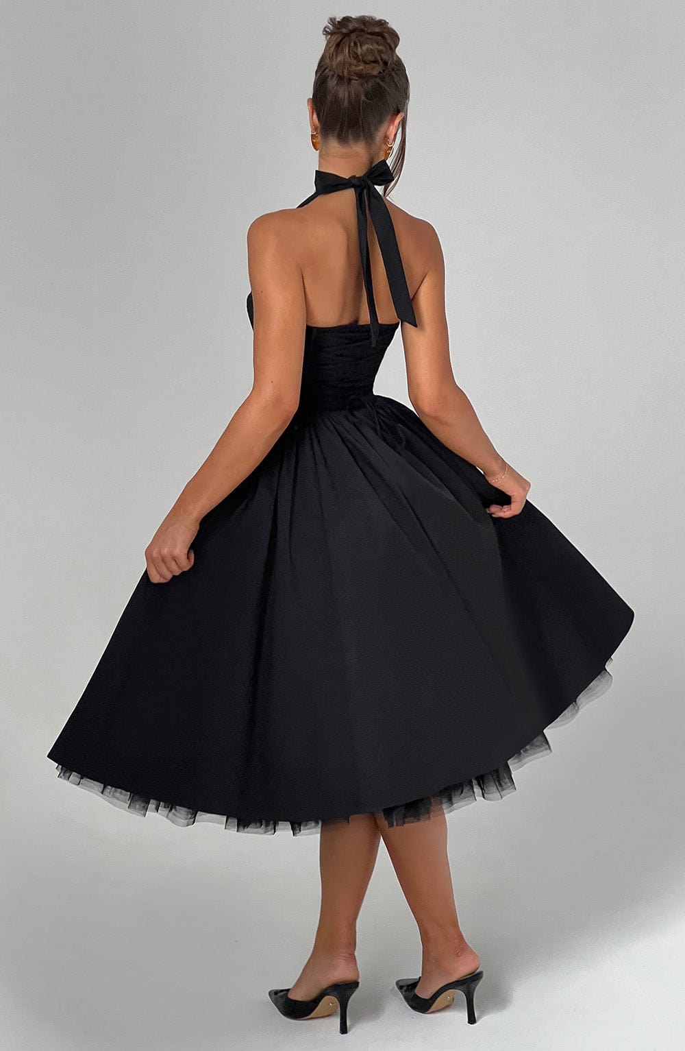 CRESSIDA BLACK MIDI DRESS - ELEGANT OCCASION