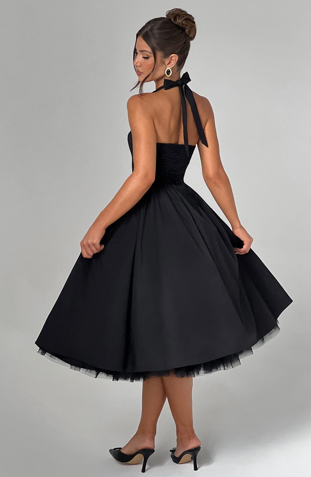 CRESSIDA BLACK MIDI DRESS - ELEGANT OCCASION