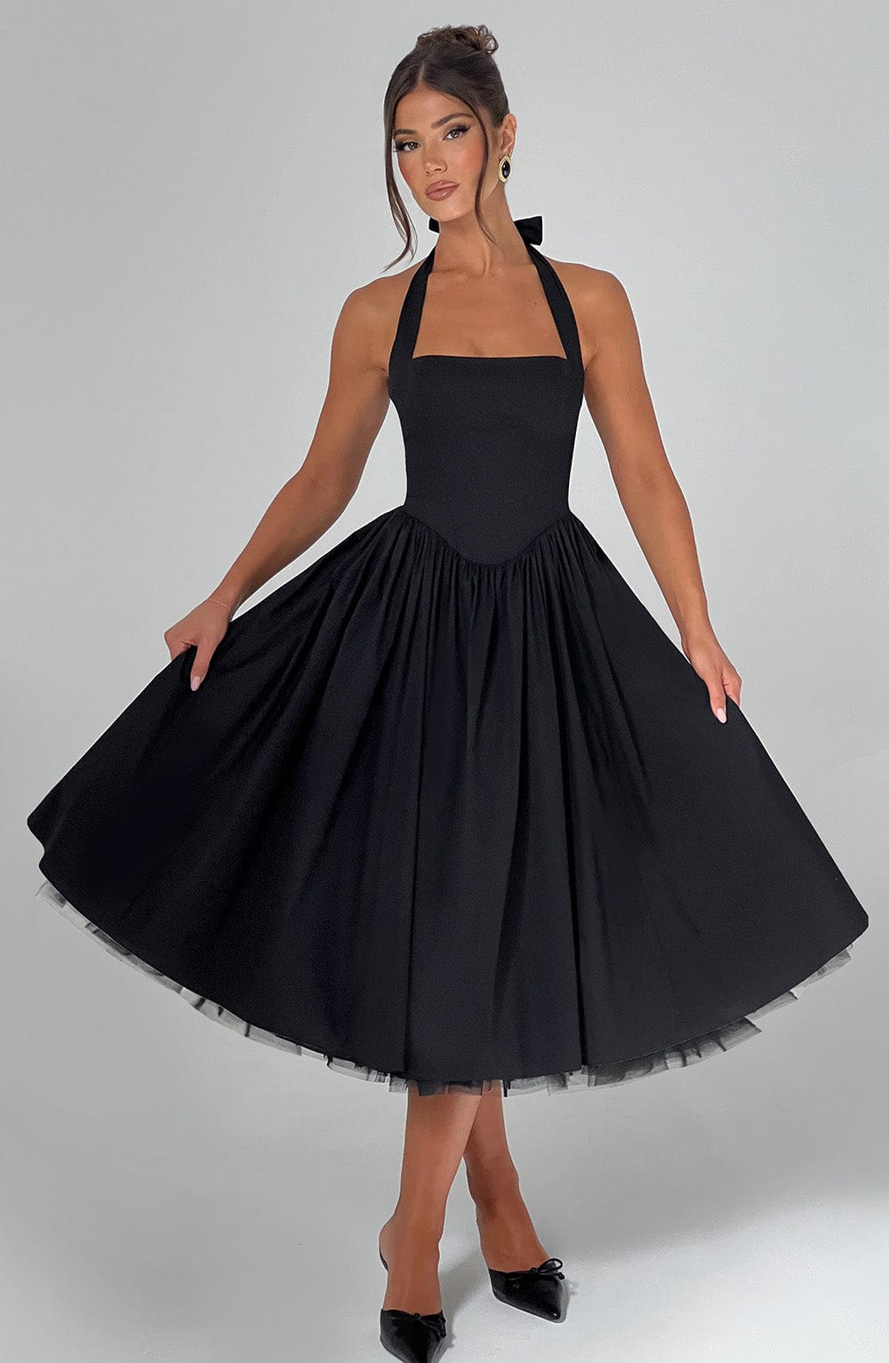 CRESSIDA BLACK MIDI DRESS - ELEGANT OCCASION