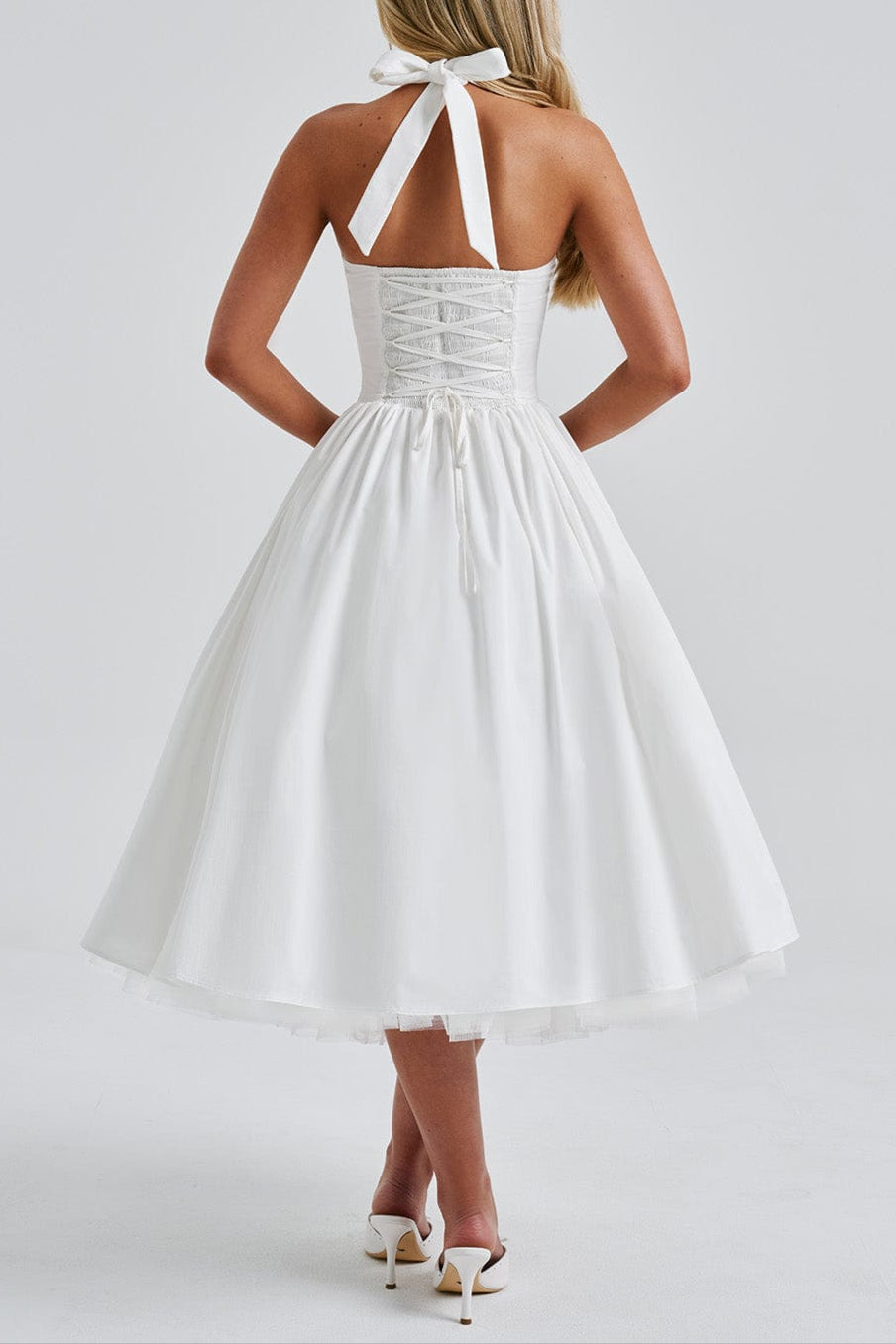 CRESSIDA MIDI DRESS IVORY - ELEGANT A-LINE WEDDING GUEST