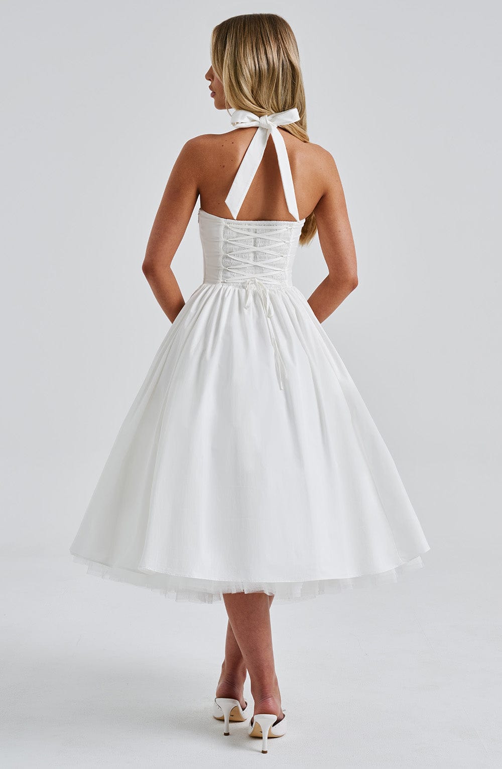 CRESSIDA MIDI DRESS IVORY - ELEGANT A-LINE WEDDING GUEST